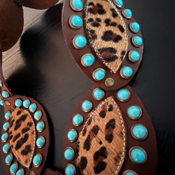 Wild Elegance Turquoise and Leopard wide  belt. - Picture 5 of 7